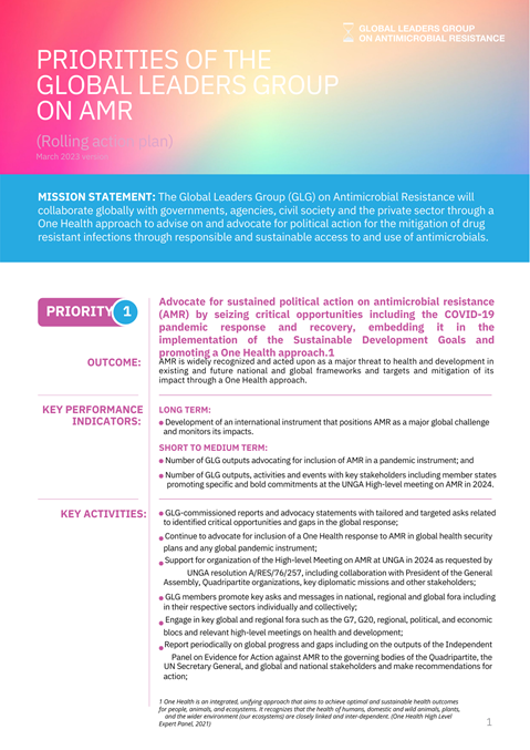 Priorities of the Global Leaders Group on AMR for 2023 - 2025