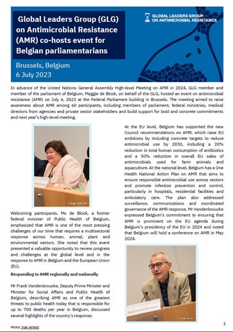 Report of the GLG Conference on AMR for Belgian Parliamentarians