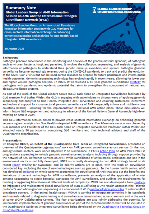 Summary note of the GLG info session on AMR and the IPSN