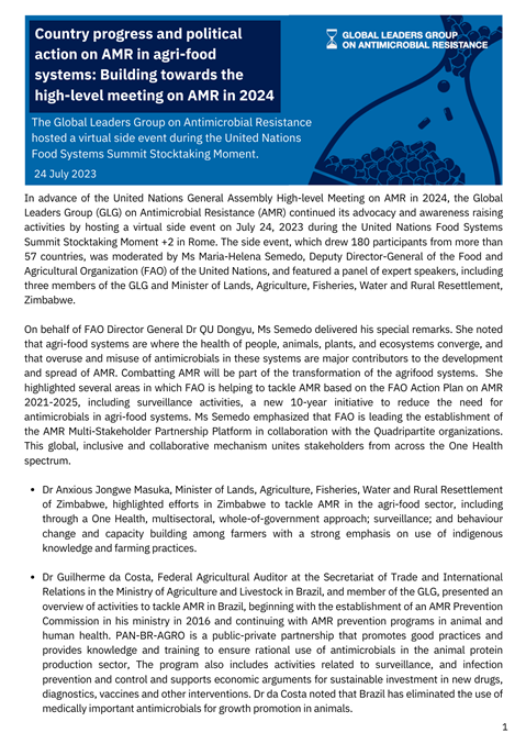 Report of the GLG event at the UN food systems summit stocktaking moment