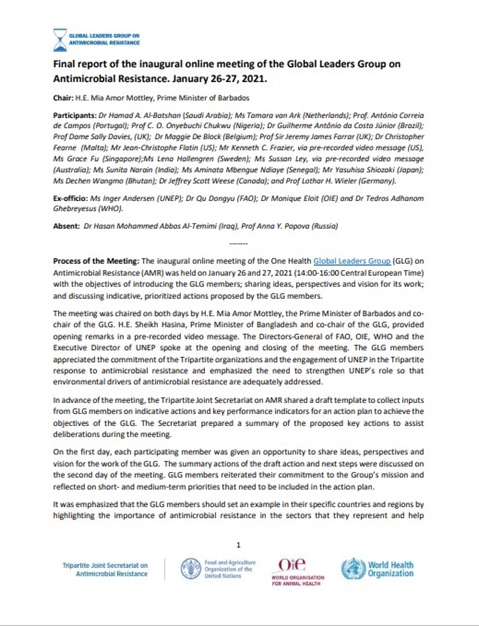 Report of the Inaugural Meeting of the Global Leaders Group on Antimicrobial Resistance