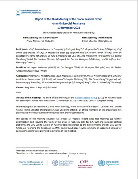 Report of the Third Meeting of the Global Leaders Group on Antimicrobial Resistance